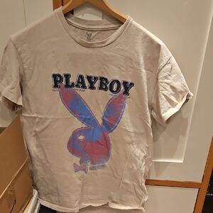 Playboy Short Sleeve Tee - Cream and Blue
